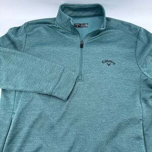 Callaway Men's Size M Teal Heather 1/4 Zip Golf Pullover Long Sleeve Sweatshirt